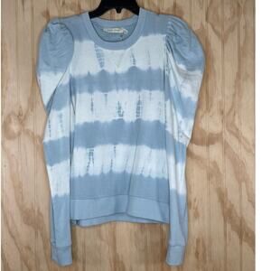 Bishop + Young Laurent Puff Sleeve Tie Dye Sweatshirt Blue White NWT Size Small